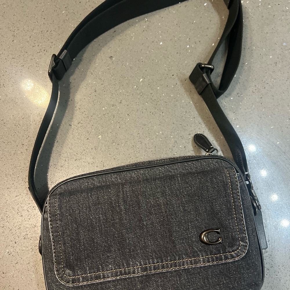 Coach Black Denim Charter Flap Crossbody Bag 24